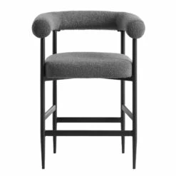 Fulbourn Charcoal Grey Boucle Counter Stool β Integrated Tubular Arm & Back with Black Metal Legs 14 Fulbourn Charcoal Grey Boucle Counter Stool β Integrated Tubular Arm & Back with Black Metal Legs -Daals Store BCH 2171 CHARCOAL BOUCLE BLACK WB1