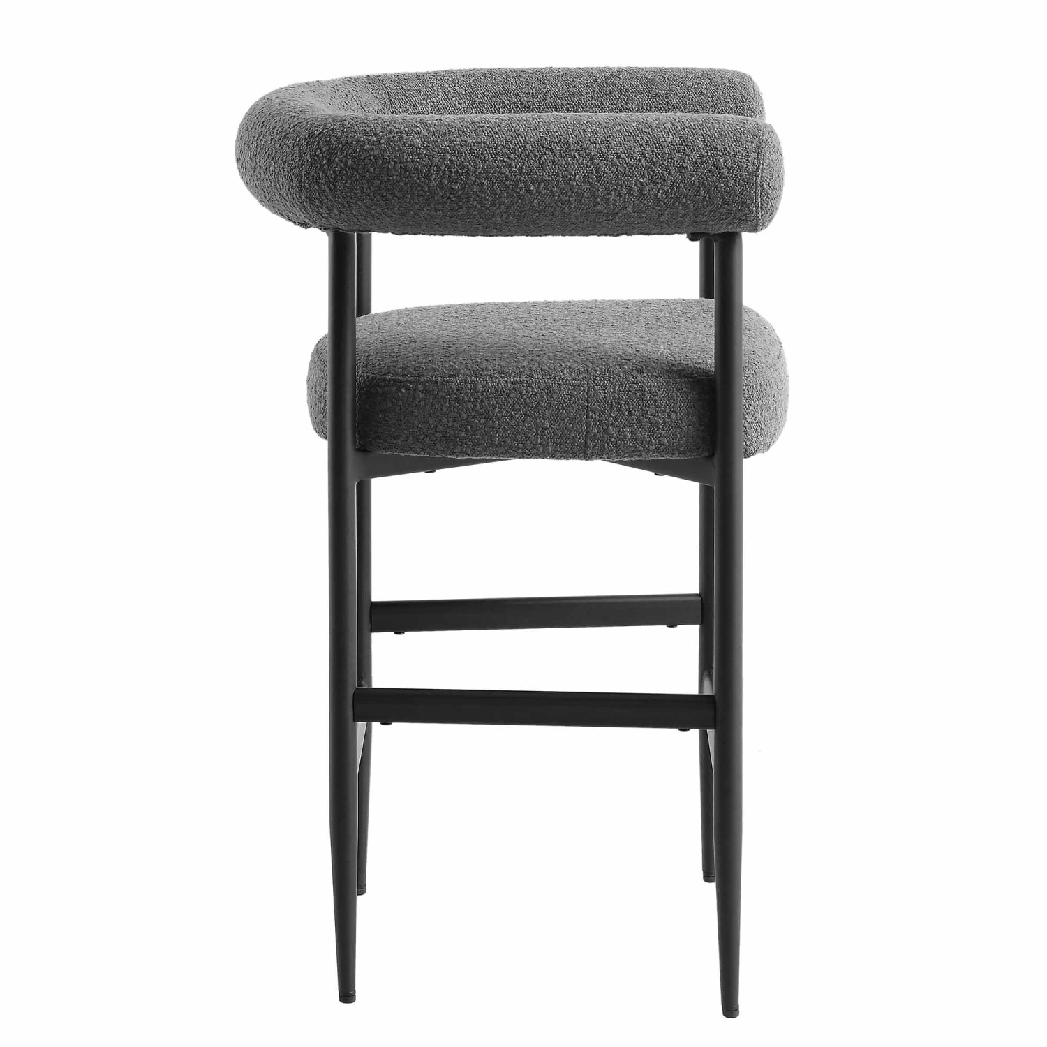 Fulbourn Charcoal Grey Boucle Counter Stool β Integrated Tubular Arm & Back with Black Metal Legs 6 Fulbourn Charcoal Grey Boucle Counter Stool β Integrated Tubular Arm & Back with Black Metal Legs - Image 6