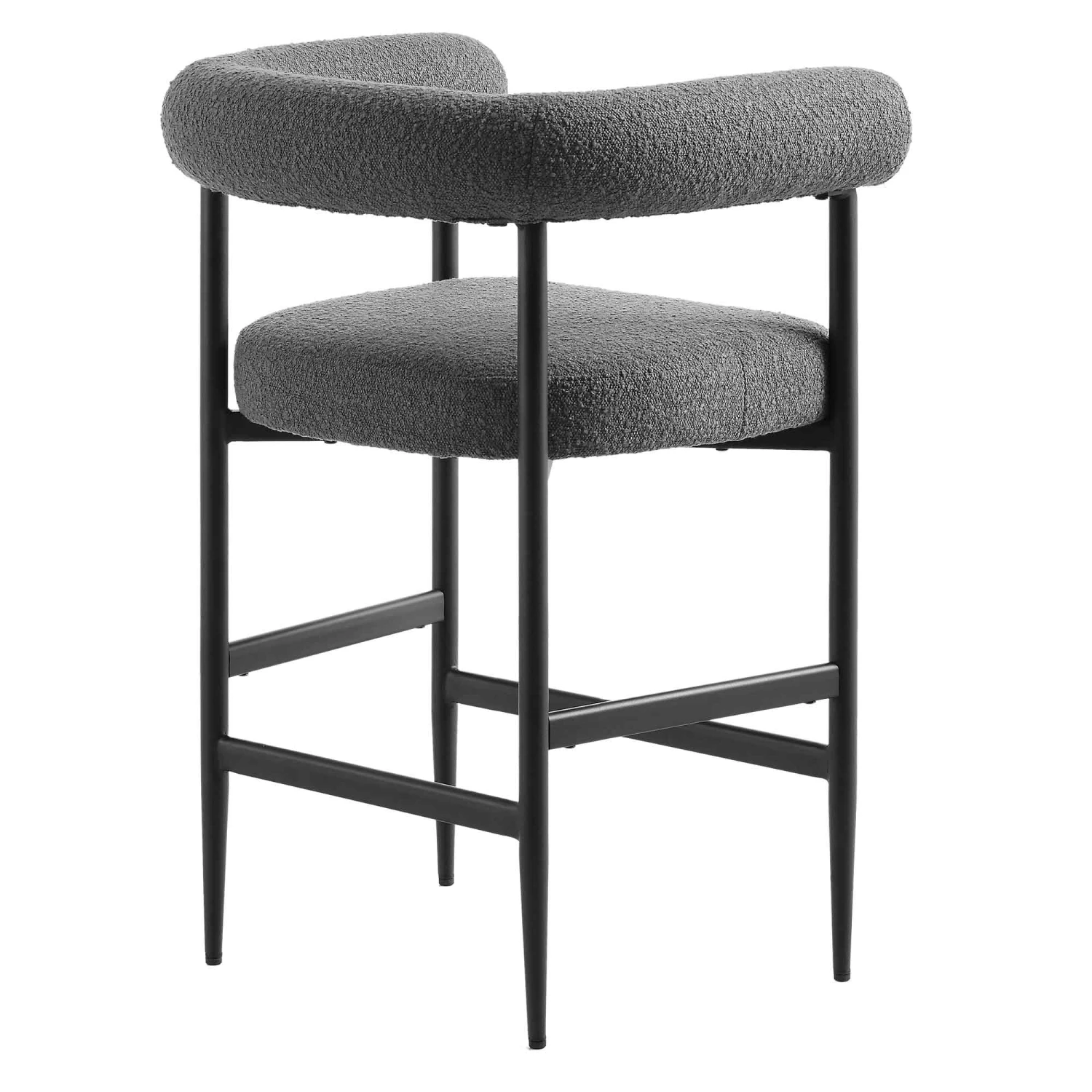 Fulbourn Charcoal Grey Boucle Counter Stool β Integrated Tubular Arm & Back with Black Metal Legs 7 Fulbourn Charcoal Grey Boucle Counter Stool β Integrated Tubular Arm & Back with Black Metal Legs - Image 7