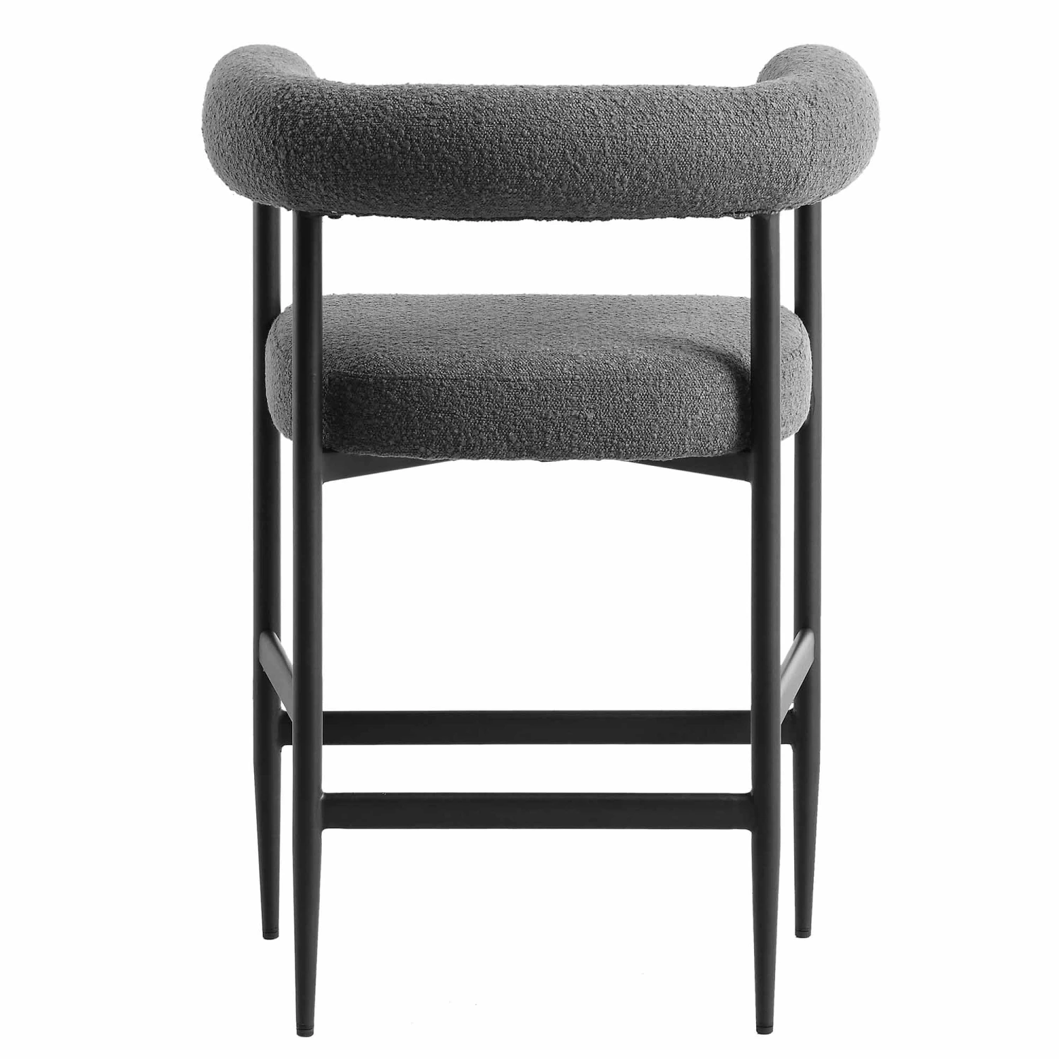 Fulbourn Charcoal Grey Boucle Counter Stool β Integrated Tubular Arm & Back with Black Metal Legs 8 Fulbourn Charcoal Grey Boucle Counter Stool β Integrated Tubular Arm & Back with Black Metal Legs - Image 8
