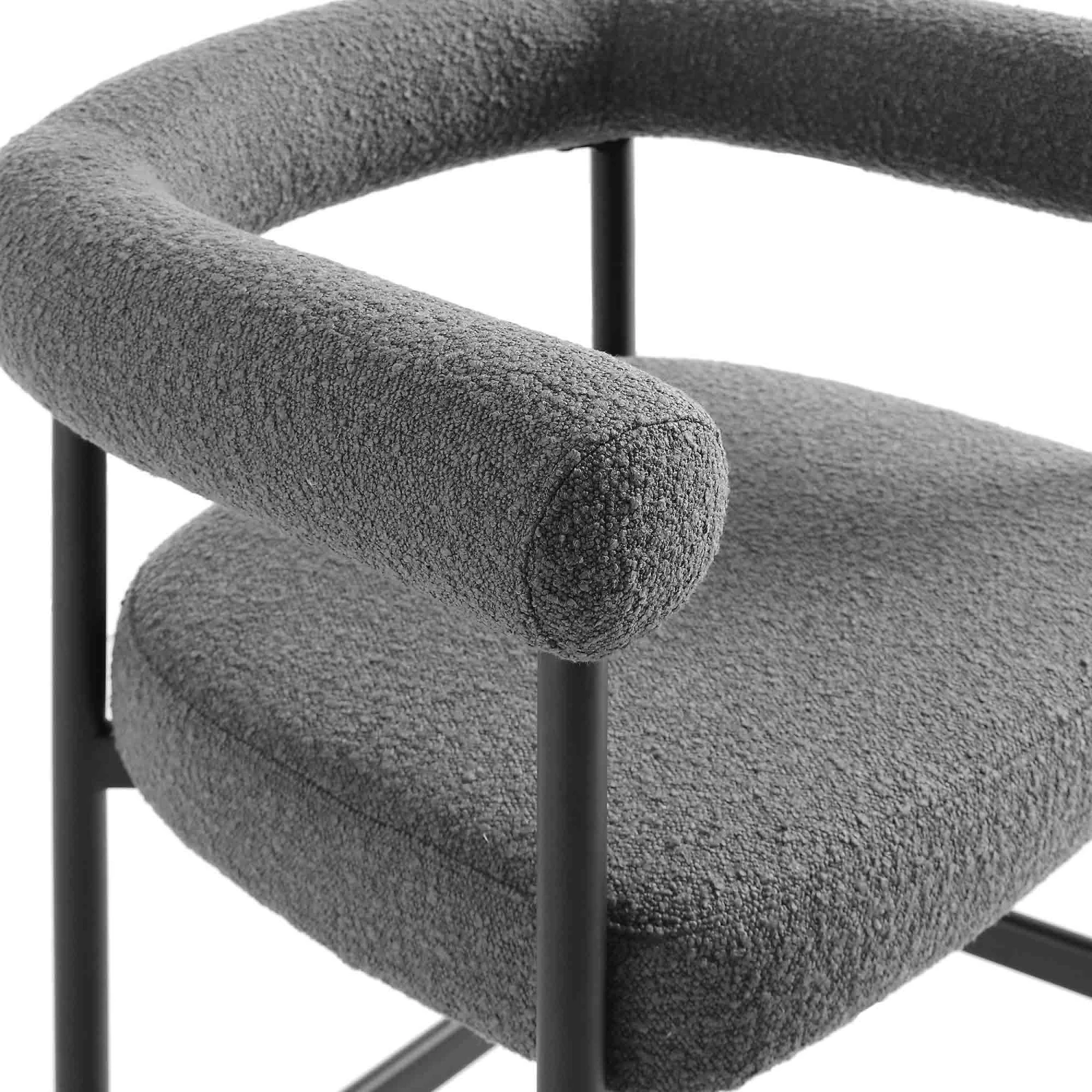 Fulbourn Charcoal Grey Boucle Counter Stool β Integrated Tubular Arm & Back with Black Metal Legs 9 Fulbourn Charcoal Grey Boucle Counter Stool β Integrated Tubular Arm & Back with Black Metal Legs - Image 9