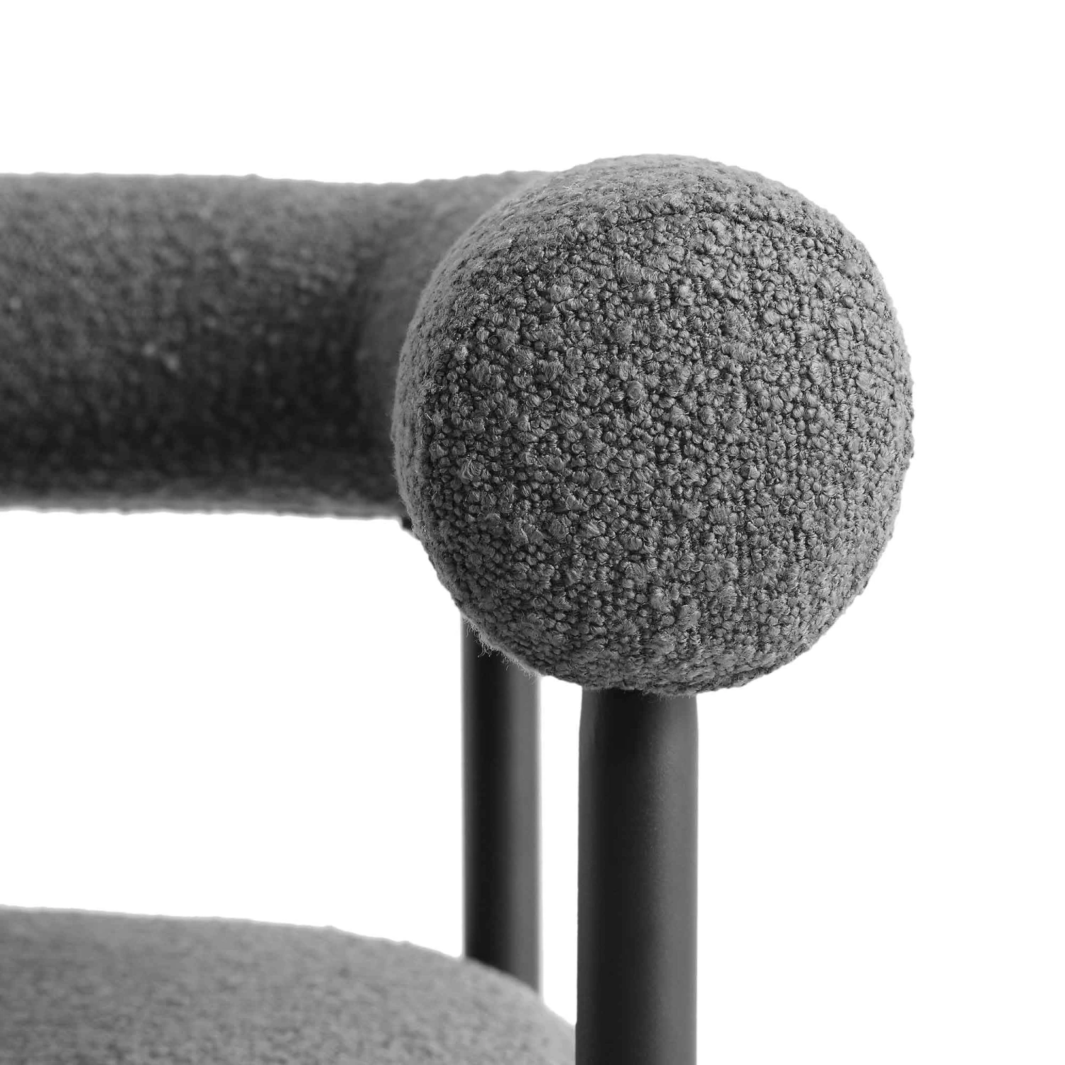 Fulbourn Charcoal Grey Boucle Counter Stool β Integrated Tubular Arm & Back with Black Metal Legs 11 Fulbourn Charcoal Grey Boucle Counter Stool β Integrated Tubular Arm & Back with Black Metal Legs - Image 11