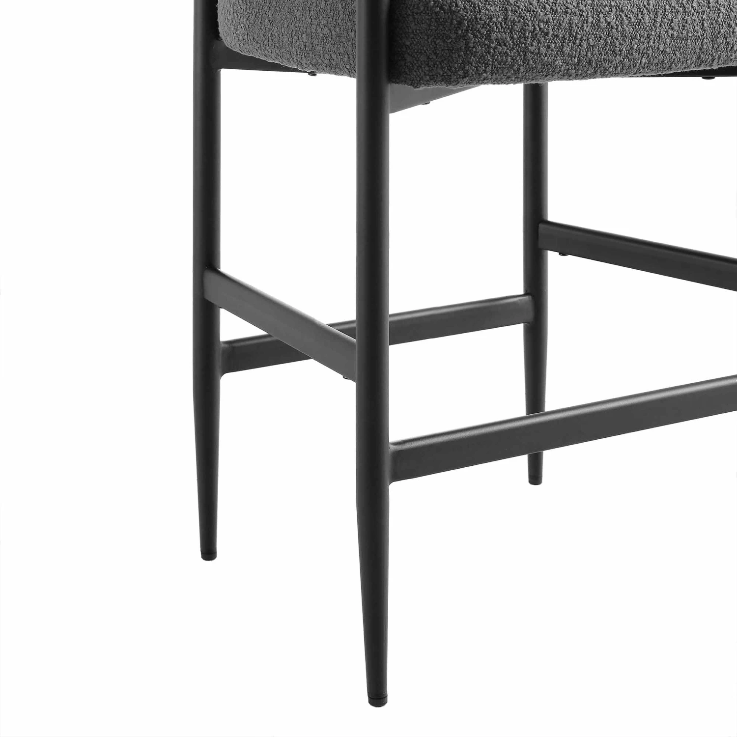 Fulbourn Charcoal Grey Boucle Counter Stool β Integrated Tubular Arm & Back with Black Metal Legs 12 Fulbourn Charcoal Grey Boucle Counter Stool β Integrated Tubular Arm & Back with Black Metal Legs - Image 12