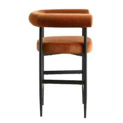 Fulbourn Rust Velvet Counter Stool with Tubular Back - Matte Black Legs -Daals Store BCH 2171 RUST VEL BLACK WB3