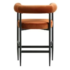 Fulbourn Rust Velvet Counter Stool with Tubular Back - Matte Black Legs -Daals Store BCH 2171 RUST VEL BLACK WB5