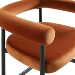 Fulbourn Rust Velvet Counter Stool with Tubular Back - Matte Black Legs -Daals Store BCH 2171 RUST VEL BLACK detail1