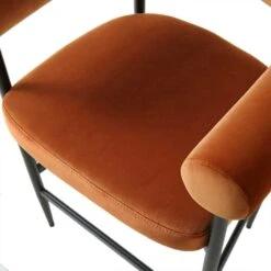 Fulbourn Rust Velvet Counter Stool with Tubular Back - Matte Black Legs -Daals Store BCH 2171 RUST VEL BLACK detail2