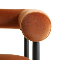 Fulbourn Rust Velvet Counter Stool with Tubular Back - Matte Black Legs -Daals Store BCH 2171 RUST VEL BLACK detail3