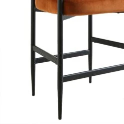 Fulbourn Rust Velvet Counter Stool with Tubular Back - Matte Black Legs -Daals Store BCH 2171 RUST VEL BLACK detail4