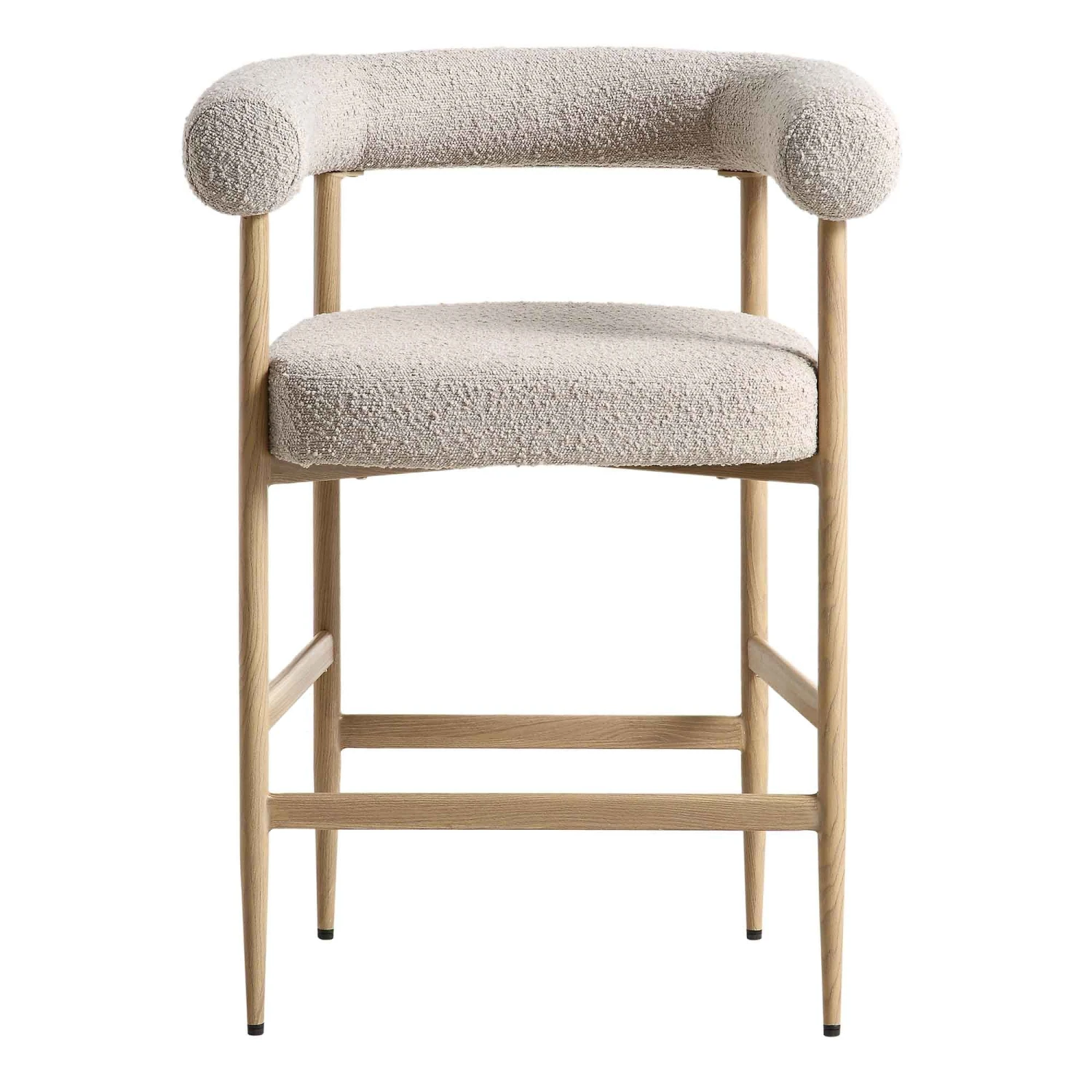 Fulbourn Taupe Boucle Counter Stool β Tubular Back with Natural Wood Effect Legs 3 Fulbourn Taupe Boucle Counter Stool β Tubular Back with Natural Wood Effect Legs - Image 3