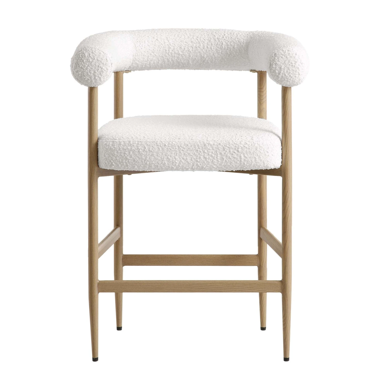 Fulbourn White Boucle & Natural Wood Effect Counter Stool - Modern Tubular Back Dining Chair 3 Fulbourn White Boucle & Natural Wood Effect Counter Stool - Modern Tubular Back Dining Chair - Image 3