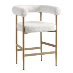 Fulbourn White Boucle & Natural Wood Effect Counter Stool - Modern Tubular Back Dining Chair 15 Fulbourn White Boucle & Natural Wood Effect Counter Stool - Modern Tubular Back Dining Chair -Daals Store BCH 2171 WHITE BOUCLE NAT WB2