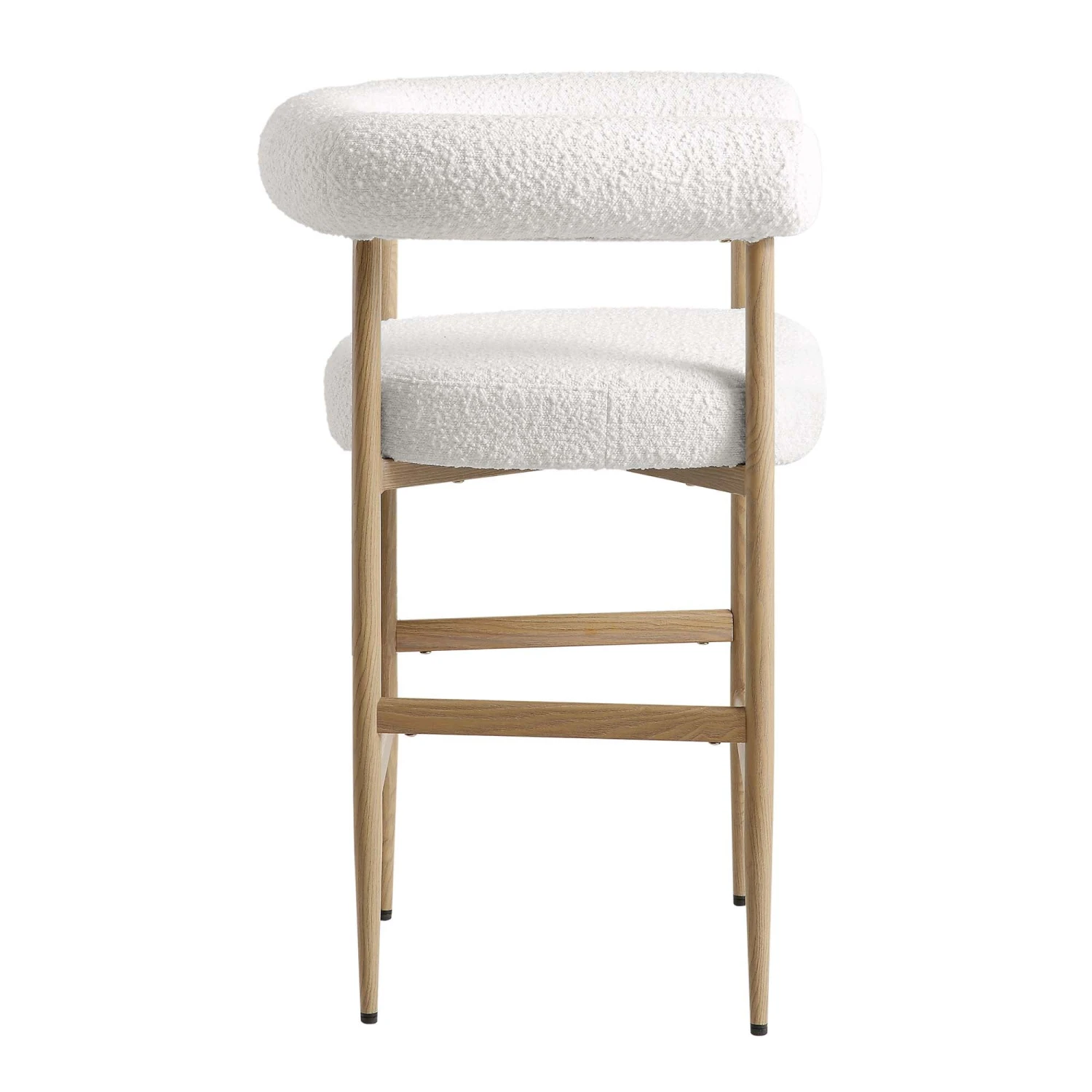 Fulbourn White Boucle & Natural Wood Effect Counter Stool - Modern Tubular Back Dining Chair 6 Fulbourn White Boucle & Natural Wood Effect Counter Stool - Modern Tubular Back Dining Chair - Image 6