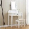 1-Drawer White Dressing Table With Stool & Single Square Mirror -Daals Store BF021WHITE main