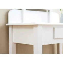1-Drawer White Dressing Table With Stool & Single Square Mirror 15 1-Drawer White Dressing Table With Stool & Single Square Mirror -Daals Store BF021WHITE scene6