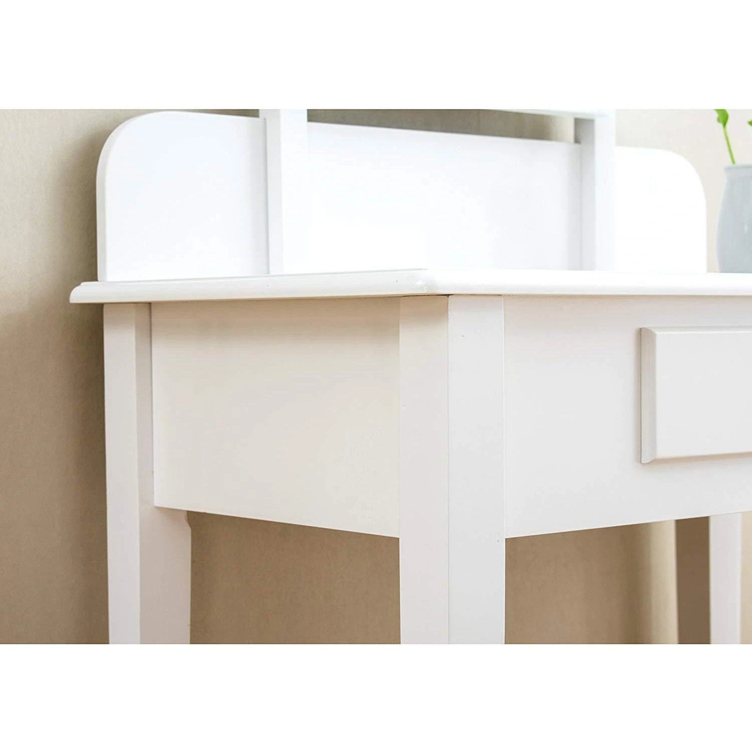 1-Drawer White Dressing Table With Stool & Single Square Mirror 7 1-Drawer White Dressing Table With Stool & Single Square Mirror - Image 7