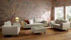 Henrietta 2-Seater Sofa, Beige Woven Fabric -Daals Store BO 9680 BEIGE WOV group scene