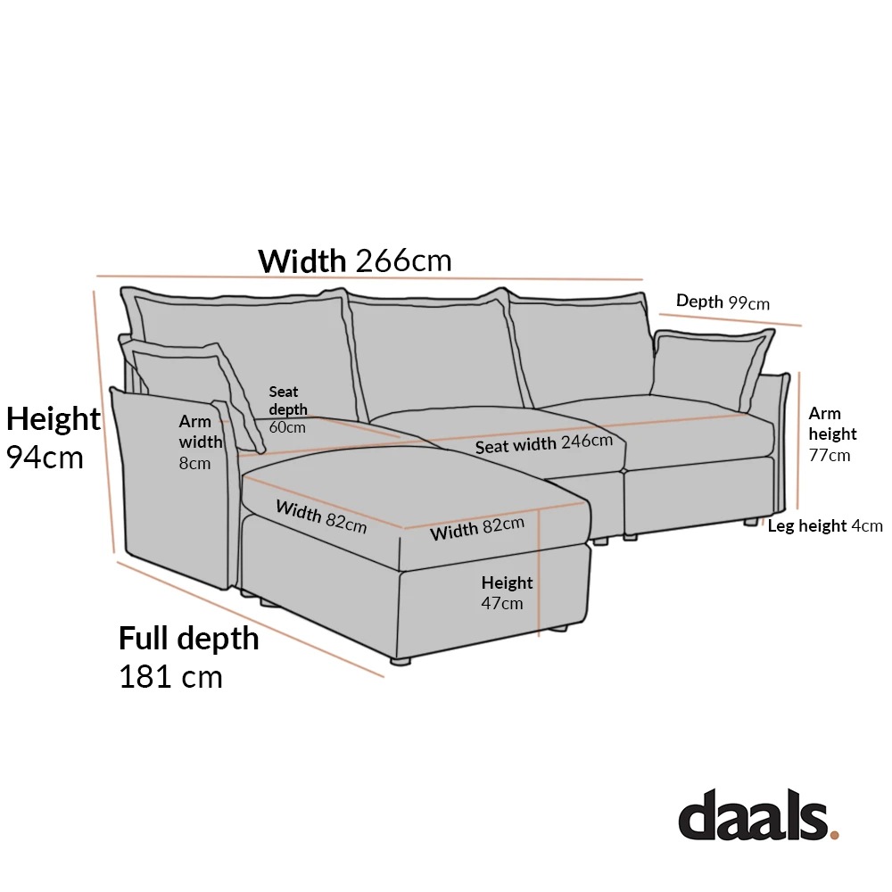 Byron Pillow Edge Mist Grey Boucle Modular Sofa, 3-Seater Chaise 6 Byron Pillow Edge Mist Grey Boucle Modular Sofa, 3-Seater Chaise - Image 6