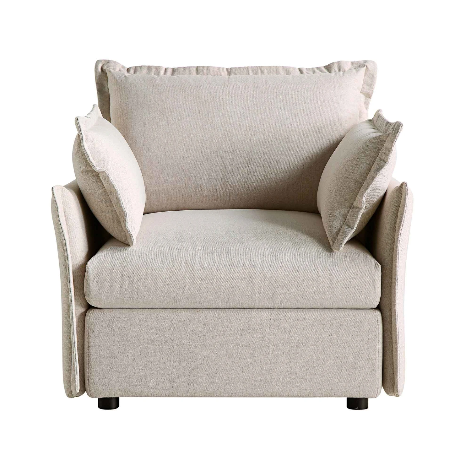 Byron Pillow Edge Beige Fabric Modular Sofa, 1-Seater 4 Byron Pillow Edge Beige Fabric Modular Sofa, 1-Seater - Image 4