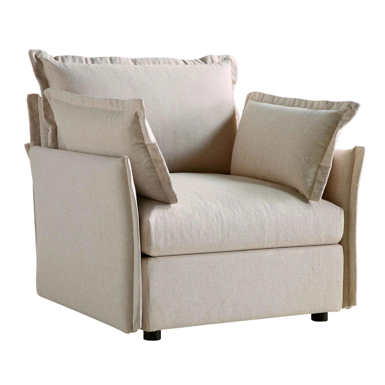 Byron Pillow Edge Beige Fabric Modular Sofa, 1-Seater 5 Byron Pillow Edge Beige Fabric Modular Sofa, 1-Seater - Image 5