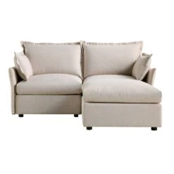 Byron Pillow Edge Beige Fabric Modular Sofa, 2-Seater Chaise -Daals Store BOSF 7053 BEIGE FAB 2STCHAISE WB1