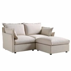 Byron Pillow Edge Beige Fabric Modular Sofa, 2-Seater Chaise -Daals Store BOSF 7053 BEIGE FAB 2STCHAISE WB2