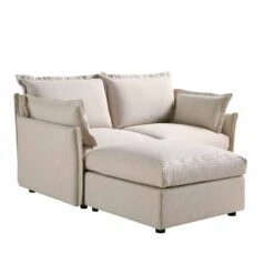 Byron Pillow Edge Beige Fabric Modular Sofa, 2-Seater Chaise -Daals Store BOSF 7053 BEIGE FAB 2STCHAISE WB3