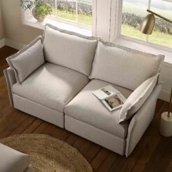 Byron Pillow Edge Beige Fabric Modular Sofa, 2-Seater -Daals Store BOSF 7053 BEIGE FAB 2ST scene2