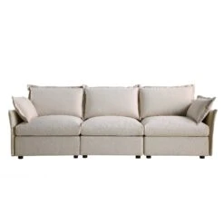 Byron Pillow Edge Beige Fabric Modular Sofa, 3-Seater 16 Byron Pillow Edge Beige Fabric Modular Sofa, 3-Seater -Daals Store BOSF 7053 BEIGE FAB 3ST WB1