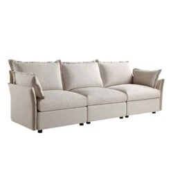 Byron Pillow Edge Beige Fabric Modular Sofa, 3-Seater 17 Byron Pillow Edge Beige Fabric Modular Sofa, 3-Seater -Daals Store BOSF 7053 BEIGE FAB 3ST WB2