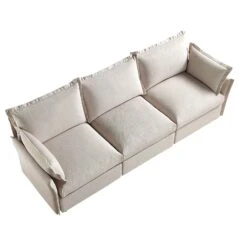 Byron Pillow Edge Beige Fabric Modular Sofa, 3-Seater 20 Byron Pillow Edge Beige Fabric Modular Sofa, 3-Seater -Daals Store BOSF 7053 BEIGE FAB 3ST WB4