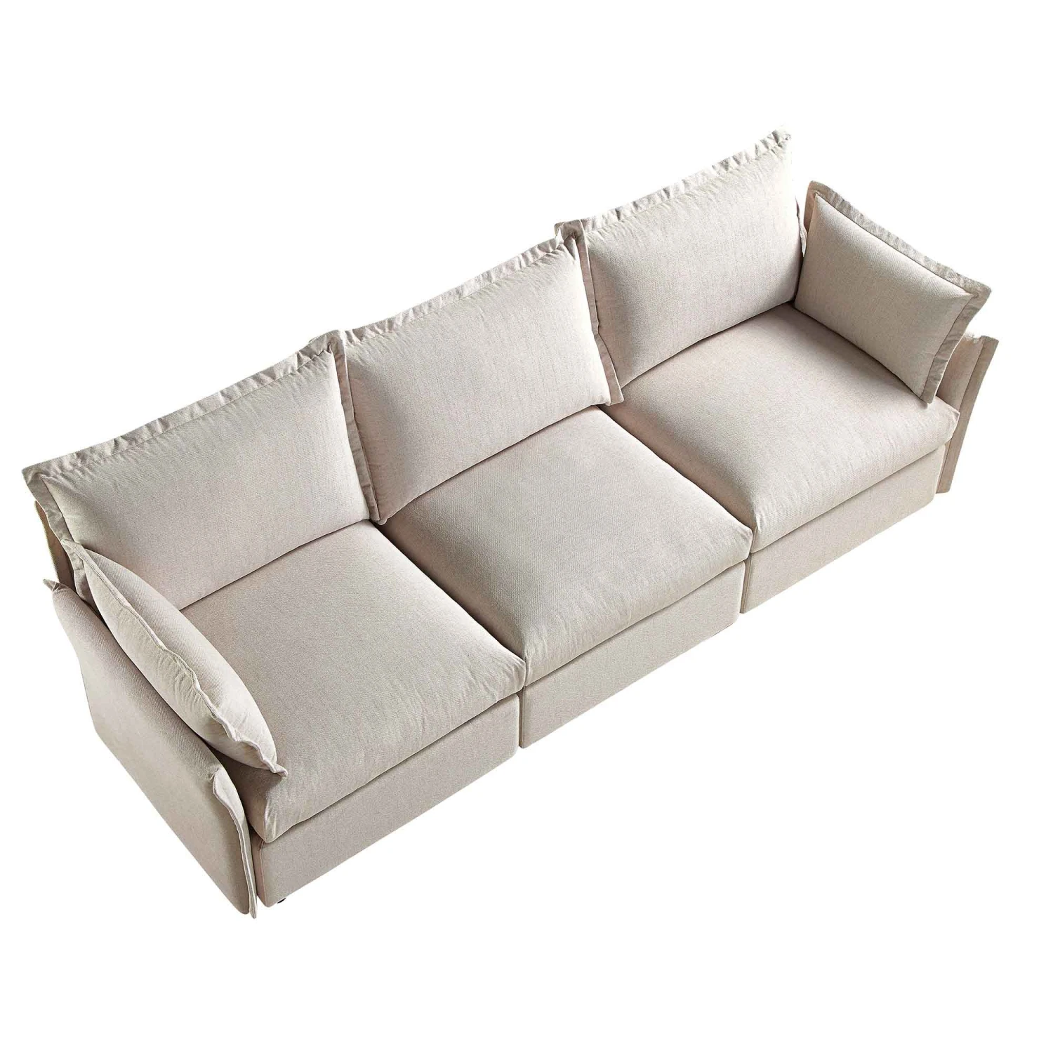 Byron Pillow Edge Beige Fabric Modular Sofa, 3-Seater 8 Byron Pillow Edge Beige Fabric Modular Sofa, 3-Seater - Image 8