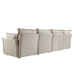 Byron Pillow Edge Beige Fabric Modular Sofa, 4-Seater -Daals Store BOSF 7053 BEIGE FAB 4ST WB6