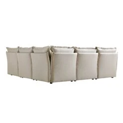 Byron Pillow Edge Beige Fabric Modular Sofa, 5-Seater Corner & Stool Set 13 Byron Pillow Edge Beige Fabric Modular Sofa, 5-Seater Corner & Stool Set -Daals Store BOSF 7053 BEIGE FAB 5STCORNERSTOOLSET WB5