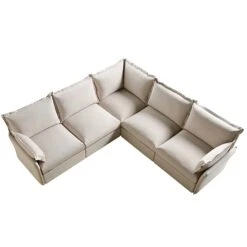 Byron Pillow Edge Beige Fabric Modular Sofa, 5-Seater Corner 12 Byron Pillow Edge Beige Fabric Modular Sofa, 5-Seater Corner -Daals Store BOSF 7053 BEIGE FAB 5STCORNER WB1