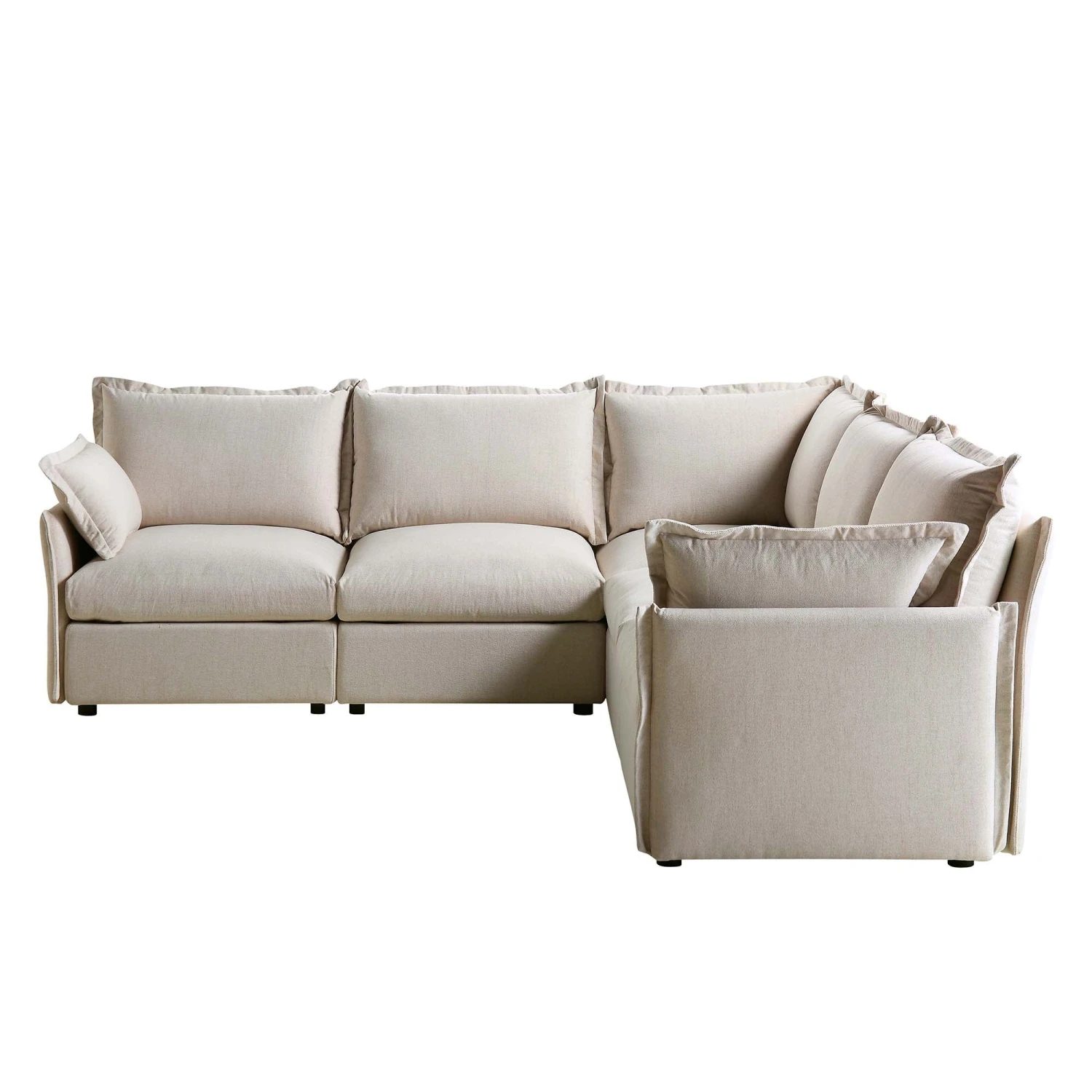 Byron Pillow Edge Beige Fabric Modular Sofa, 5-Seater Corner 5 Byron Pillow Edge Beige Fabric Modular Sofa, 5-Seater Corner - Image 5