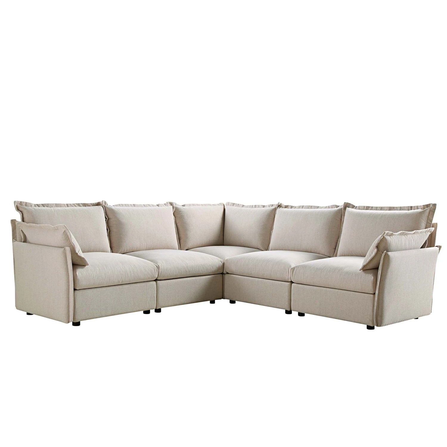 Byron Pillow Edge Beige Fabric Modular Sofa, 5-Seater Corner 8 Byron Pillow Edge Beige Fabric Modular Sofa, 5-Seater Corner - Image 8