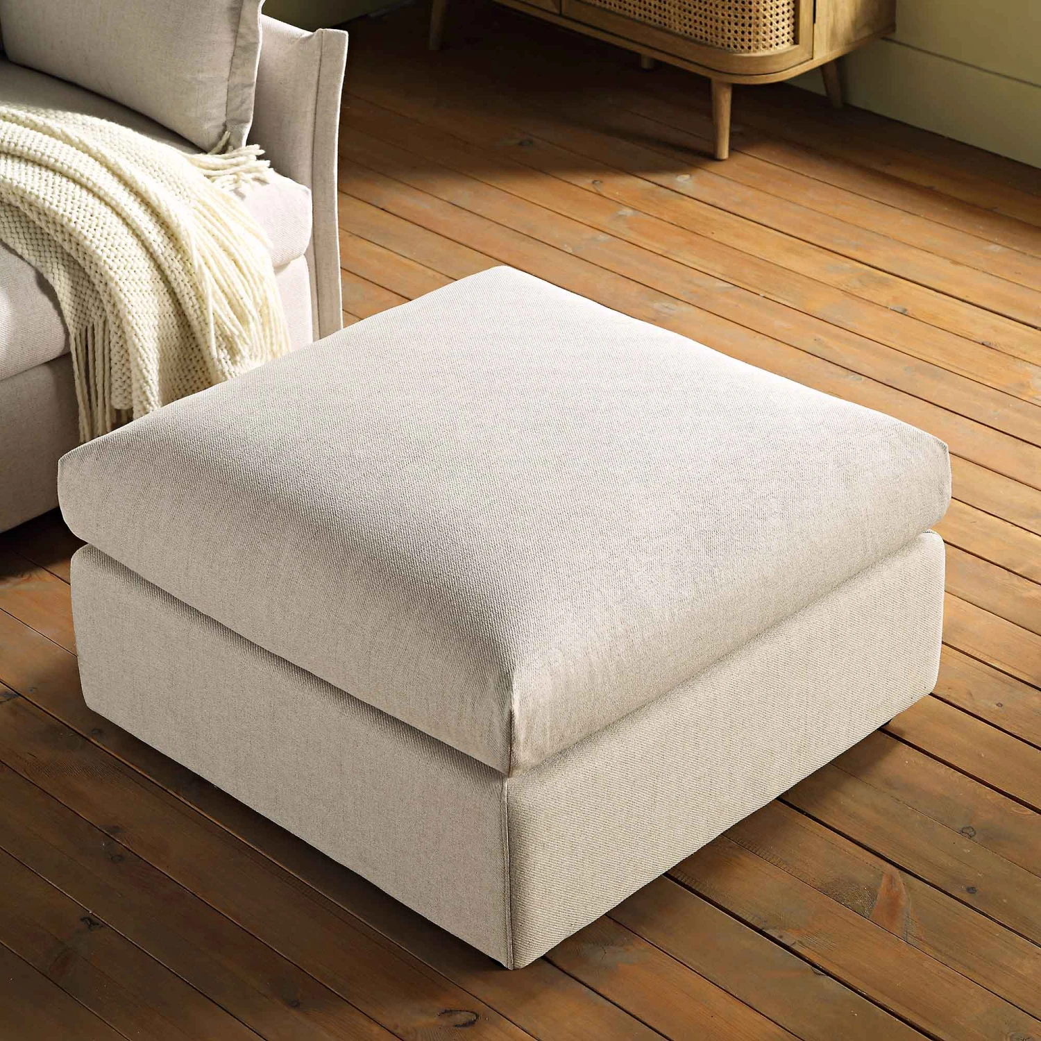Byron Beige Fabric Pouffe 2 Byron Beige Fabric Pouffe - Image 2