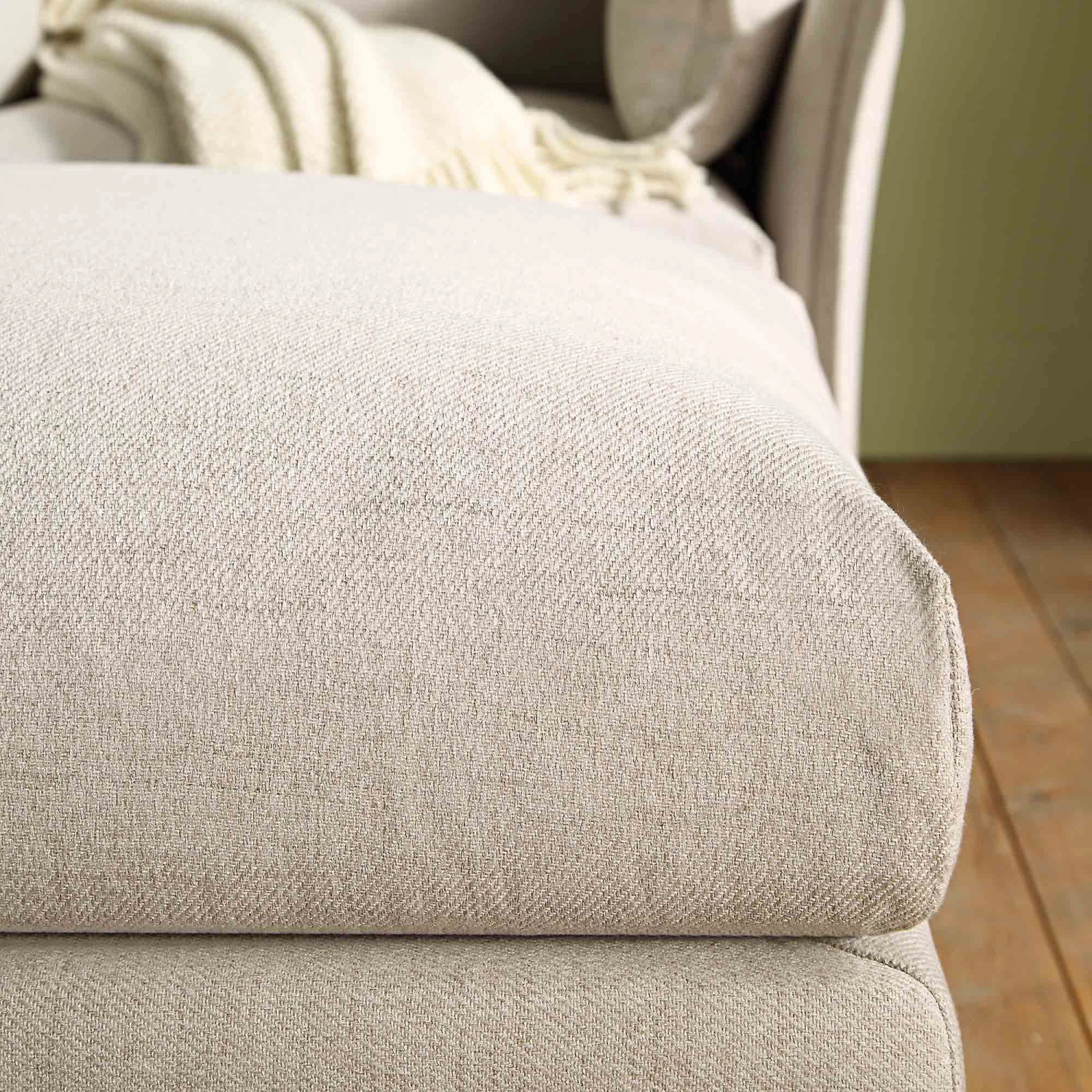 Byron Beige Fabric Pouffe 3 Byron Beige Fabric Pouffe - Image 3