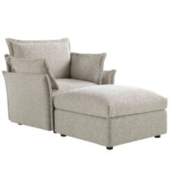 Byron Pillow Edge Mist Grey Boucle Modular Sofa, 1-Seater Chaise -Daals Store BOSF 7053 GREY BOU 1STCHAISE WB2