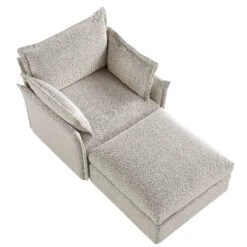 Byron Pillow Edge Mist Grey Boucle Modular Sofa, 1-Seater Chaise -Daals Store BOSF 7053 GREY BOU 1STCHAISE WB3