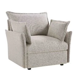 Byron Pillow Edge Mist Grey Boucle Modular Sofa, 1-Seater -Daals Store BOSF 7053 GREY BOU 1ST WB2