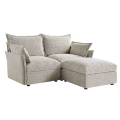 Byron Pillow Edge Mist Grey Boucle Modular Sofa, 2-Seater Chaise 14 Byron Pillow Edge Mist Grey Boucle Modular Sofa, 2-Seater Chaise -Daals Store BOSF 7053 GREY BOU 2STCHAISE WB1