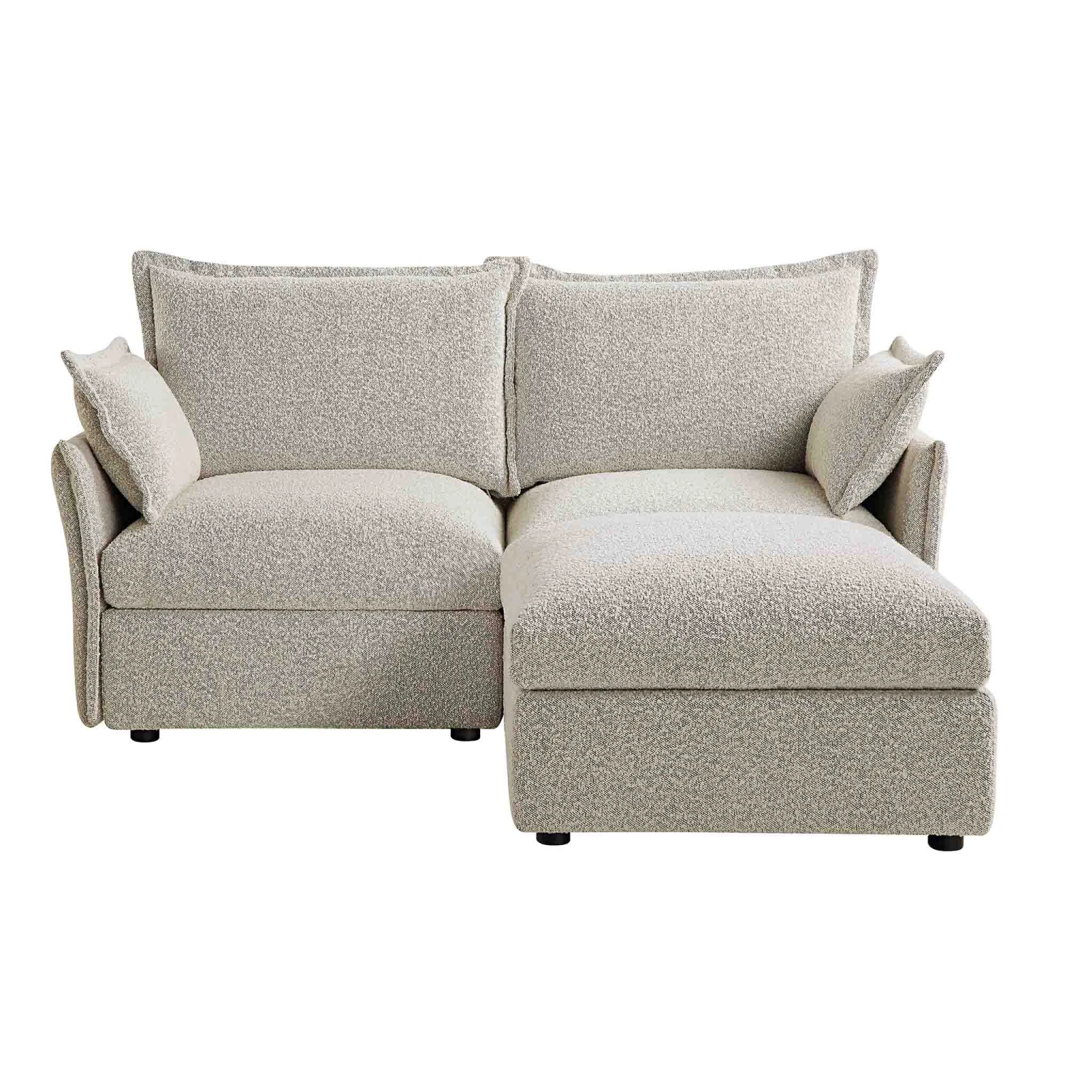 Byron Pillow Edge Mist Grey Boucle Modular Sofa, 2-Seater Chaise 5 Byron Pillow Edge Mist Grey Boucle Modular Sofa, 2-Seater Chaise - Image 5
