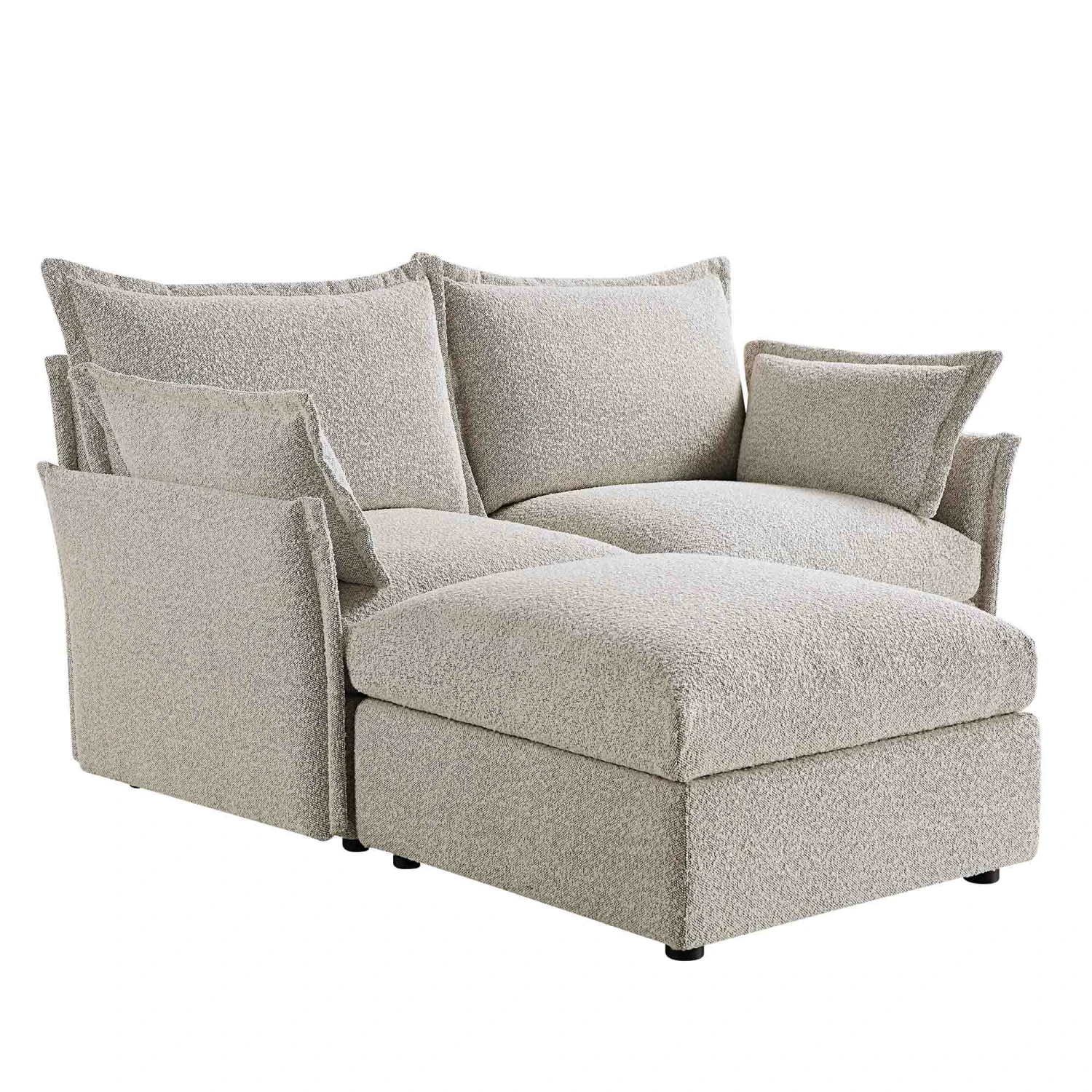 Byron Pillow Edge Mist Grey Boucle Modular Sofa, 2-Seater Chaise 7 Byron Pillow Edge Mist Grey Boucle Modular Sofa, 2-Seater Chaise - Image 7