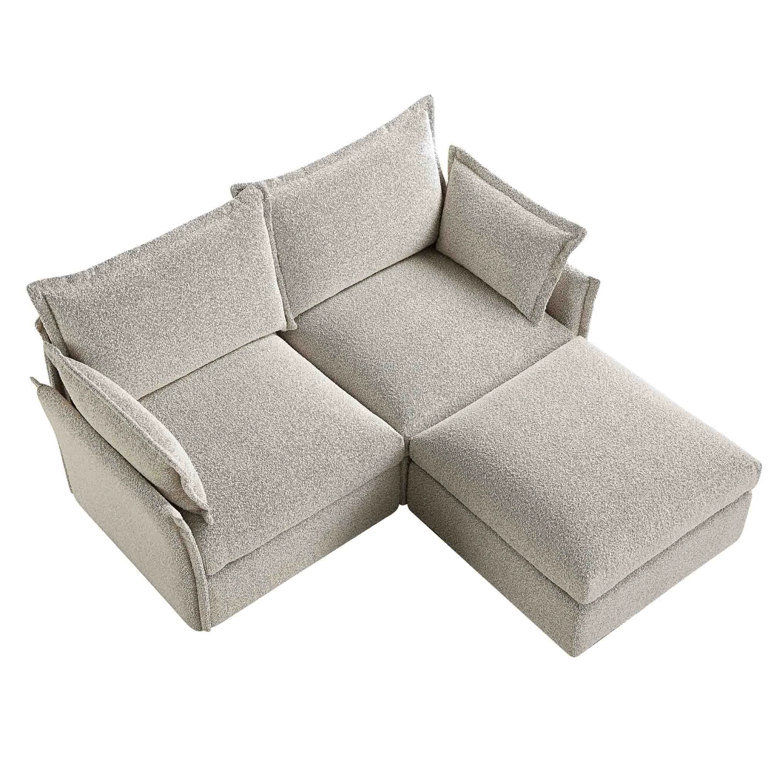 Byron Pillow Edge Mist Grey Boucle Modular Sofa, 2-Seater Chaise 9 Byron Pillow Edge Mist Grey Boucle Modular Sofa, 2-Seater Chaise - Image 9