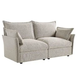 Byron Pillow Edge Mist Grey Boucle Modular Sofa, 2-Seater -Daals Store BOSF 7053 GREY BOU 2ST WB2
