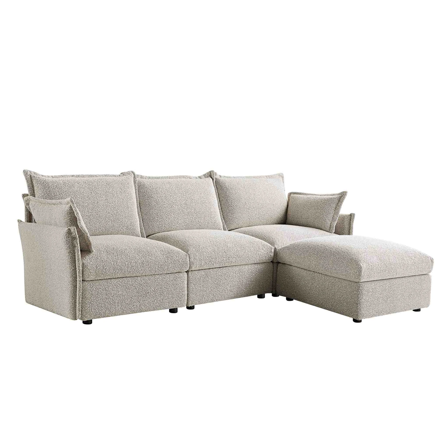 Byron Pillow Edge Mist Grey Boucle Modular Sofa, 3-Seater Chaise 7 Byron Pillow Edge Mist Grey Boucle Modular Sofa, 3-Seater Chaise - Image 7