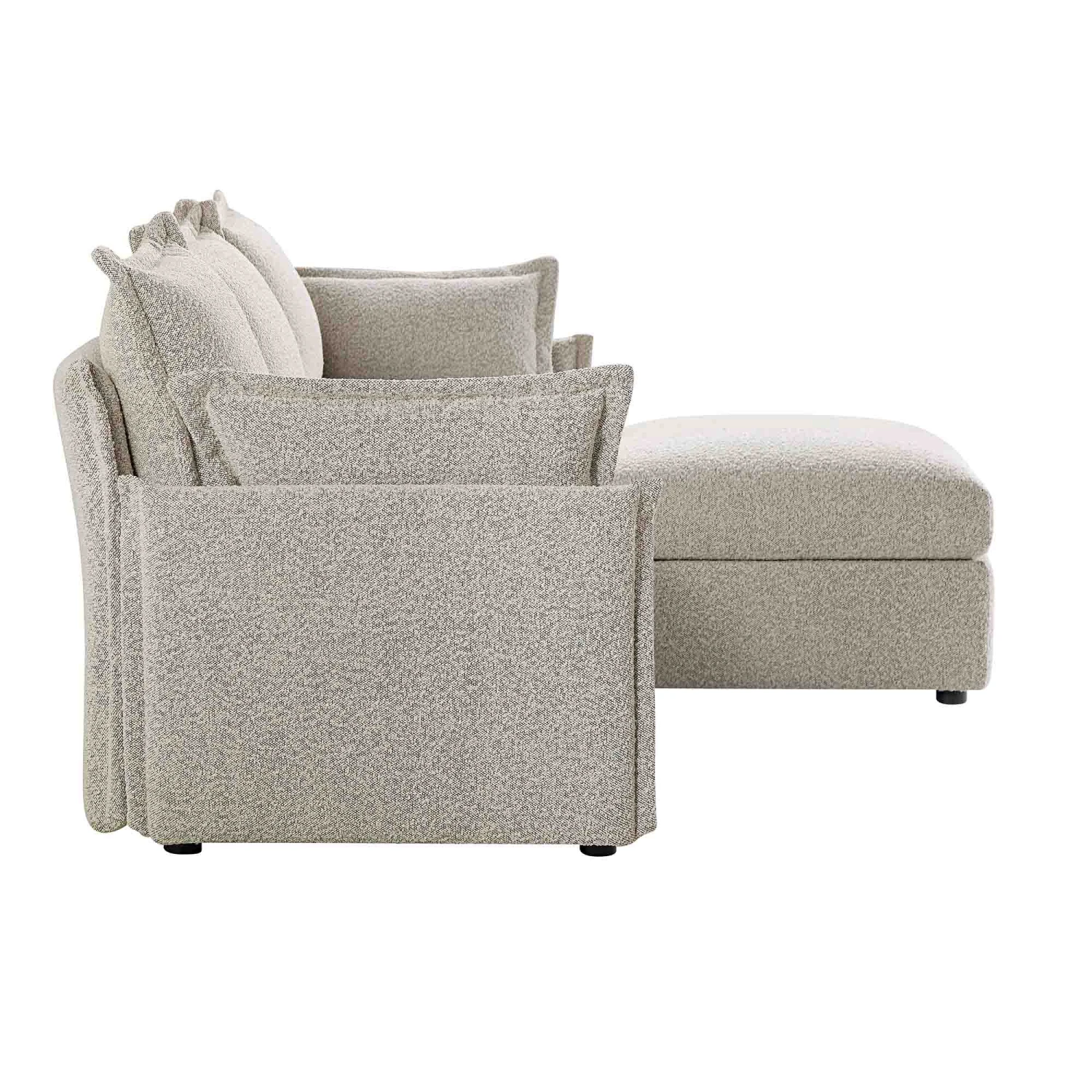 Byron Pillow Edge Mist Grey Boucle Modular Sofa, 3-Seater Chaise 10 Byron Pillow Edge Mist Grey Boucle Modular Sofa, 3-Seater Chaise - Image 10