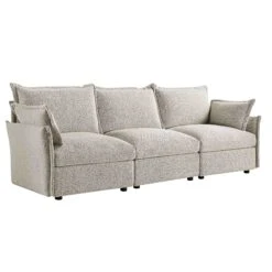 Byron Pillow Edge Mist Grey Boucle Modular Sofa, 3-Seater -Daals Store BOSF 7053 GREY BOU 3ST WB2